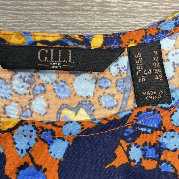 NWOT G.I.L.I. Got It Love It Long Sleeve Floral Bell Sleeve Blouse 8 - Picture 11 of 16